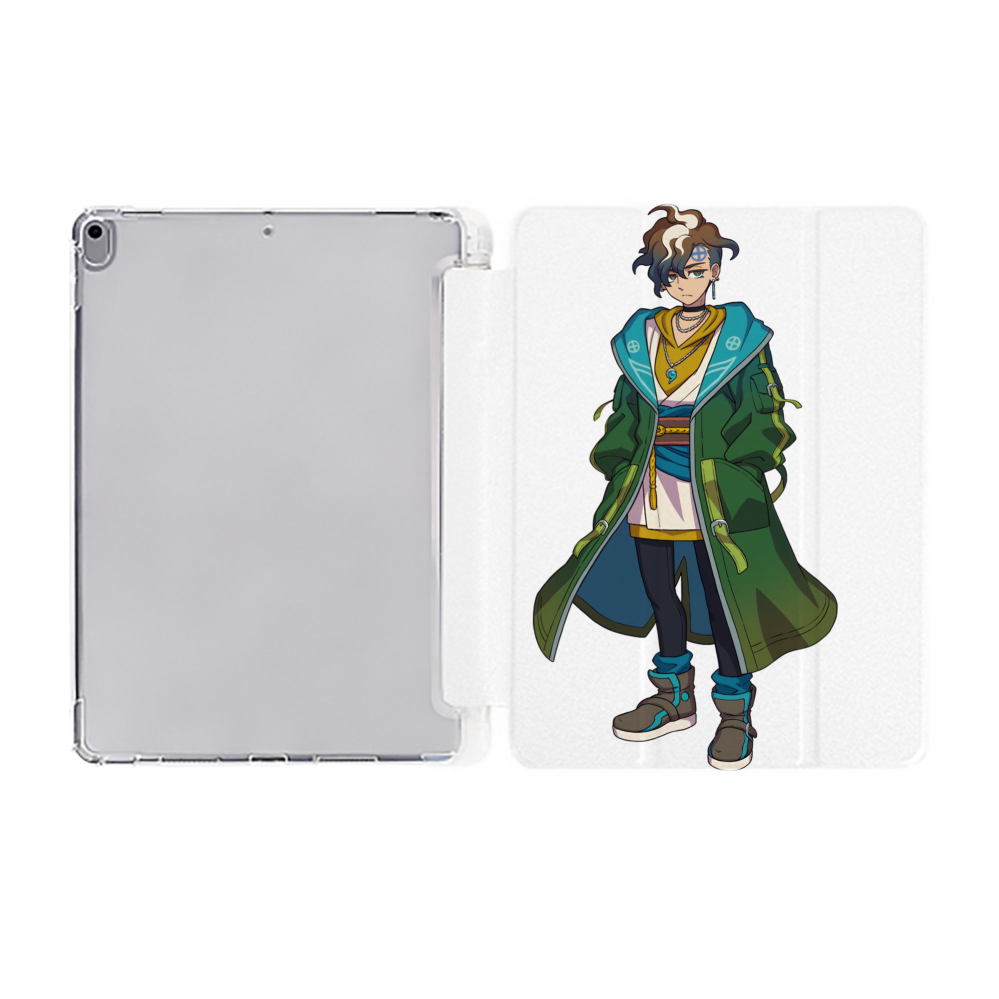 （画像用） 妖怪ウォッチ Yo-kai Watch IPad ケース ペン収納付き 三つ折りスタンド PUレザー×シリコン 対応機種9.5/10.5/10.9インチ